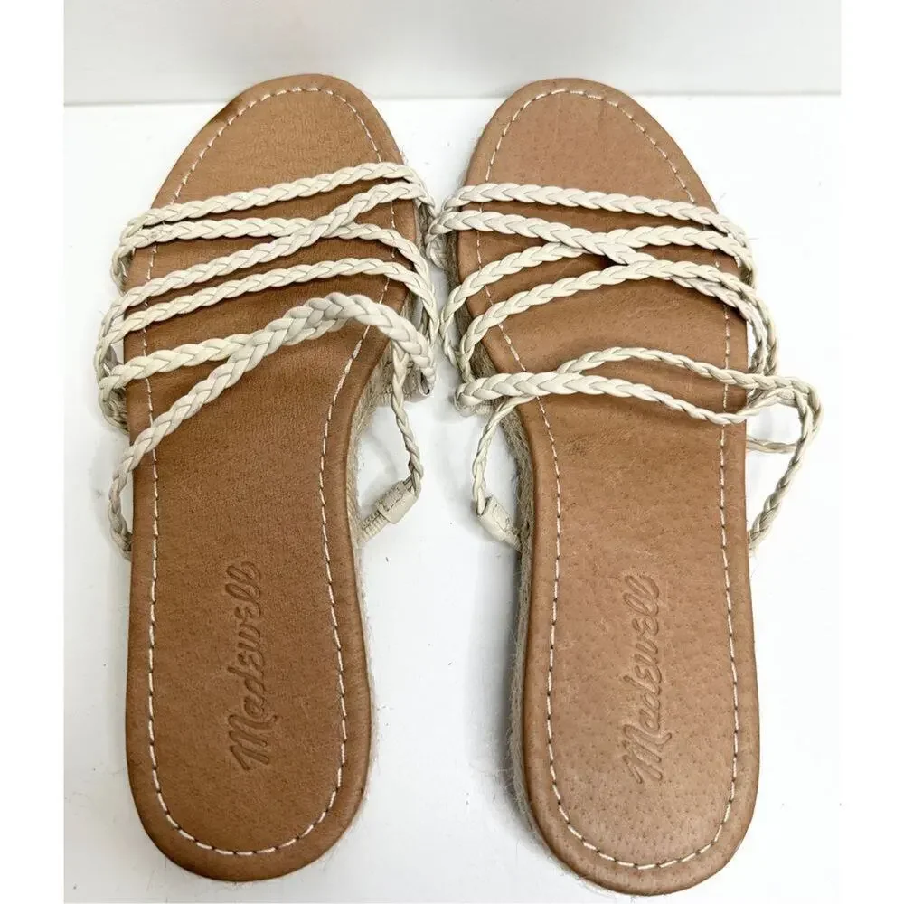 Madewell Sandals Womens Size 7 Braided Leather Espadrille Slip‎ On Slide Shoes